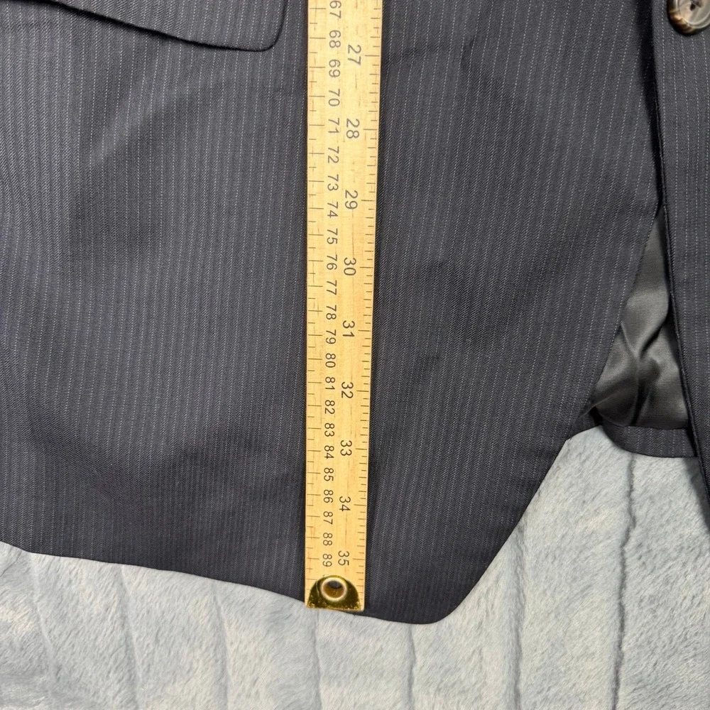Lauren Ralph Lauren Mens Pinstripe Wool Blazer Suit Jacket Charcoal Gray 9233